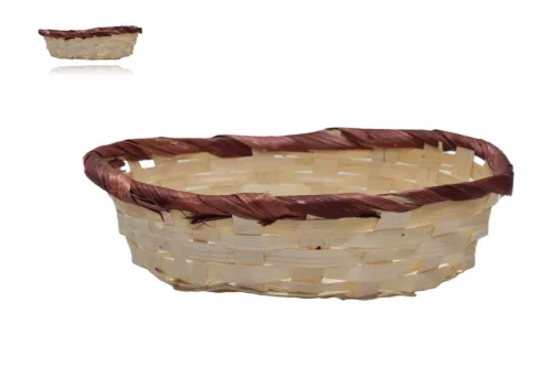 Bambusz Kosár Natúr Színes Peremű 8-2403 - 20*12*H5cm (10/gy_320/#)