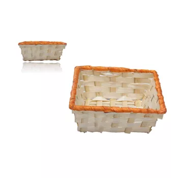   Bambusz Kosár Natúr, Színes Peremű MIX 8-2413 - 16*16*H5cm (10/gy_180/#)