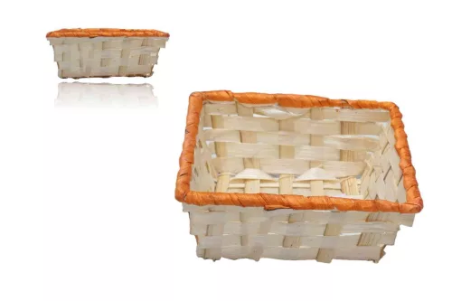 Bambusz Kosár Natúr, Színes Peremű MIX 8-2413 - 16*16*H5cm (10/gy_180/#)