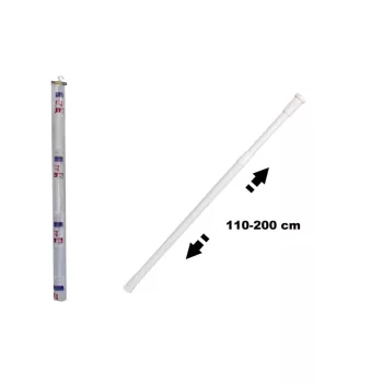   Zuhanyfüggönyrúd Teleszkópos Fehér Fém Műanyag Bevonattal 110-200cm eng-592 (60/#_600/rkl)