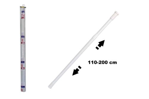 Zuhanyfüggönyrúd Teleszkópos Fehér Fém Műanyag Bevonattal 110-200cm eng-592
