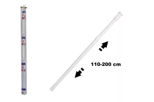 Zuhanyfüggönyrúd Teleszkópos Fehér Fém Műanyag Bevonattal 110-200cm eng-592 (60/#_600/rkl)