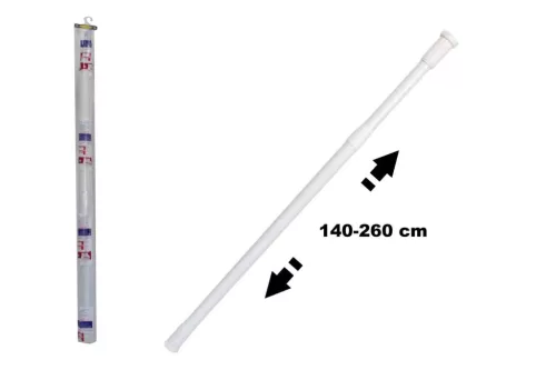 Zuhanyfüggönyrúd Teleszkópos Fehér Fém Műanyag Bevonattal 140-260cm eng-593 (60/#_720/rkl)