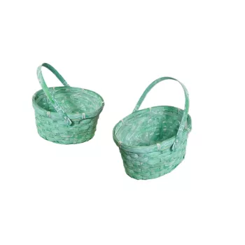   Fonott Kosár Ovál Zöld Lf. 66-25-A/Z 19*15*H11/21cm (150/#)