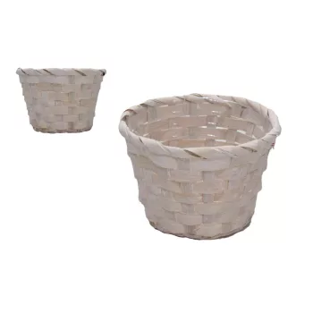   Bambusz Pohár Antik Fehér 66-29-A/W D13*H9,5cm (20/gy_180/#)