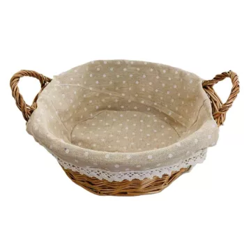   Vessző Kosár Kerek Füles Textiles 68-004 D27*H10/14cm (60/#)