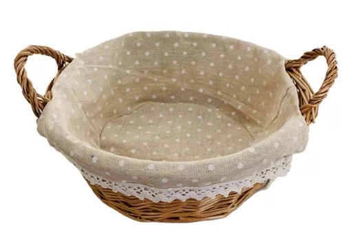 Vessző Kosár Kerek Füles Textiles 68-004 D27*H10/14cm (60/#)