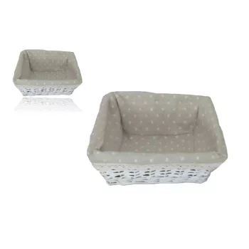   Vessző Kosár Kocka Textiles Fehér 68-215/M 28*28*H10cm (24/#)