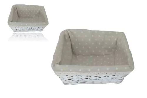 Vessző Kosár Kocka Textiles Fehér 68-215/M 28*28*H10cm (24/#)