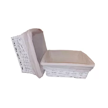   Vessző Kosár Kocka Textiles Fehér 68-215/S 23*23*H9cm (24/#)