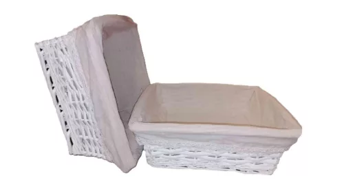 Vessző Kosár Kocka Textiles Fehér 68-215/S 23*23*H9cm (24/#)
