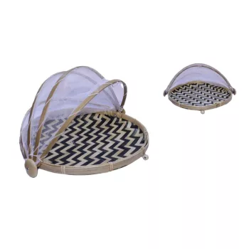 Bambusz Kosár Kerek Étálhálóval 30cm (8-2/H) (64/#)