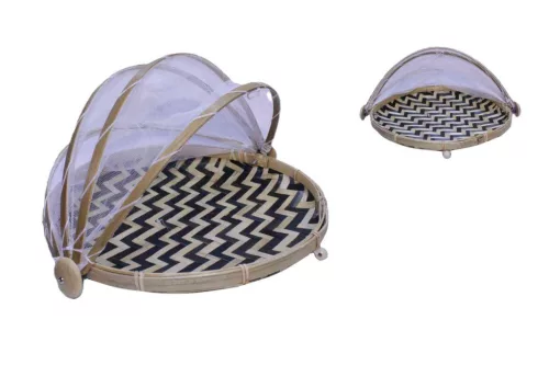 Bambusz Kosár Kerek Étálhálóval 30cm (8-2/H) (64/#)