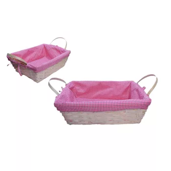   Bambusz Kosár Szögletes Textil Huzattal 37*27cm 8-2586 (36/#)