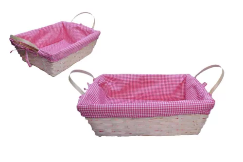 Bambusz Kosár Szögletes Textil Huzattal 37*27cm 8-2586 (36/#)