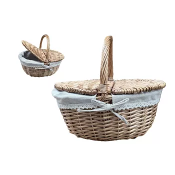   Piknik Kosár Vessző Textillel Natúr 68-61/P 40*30*19*35cm (8/#)