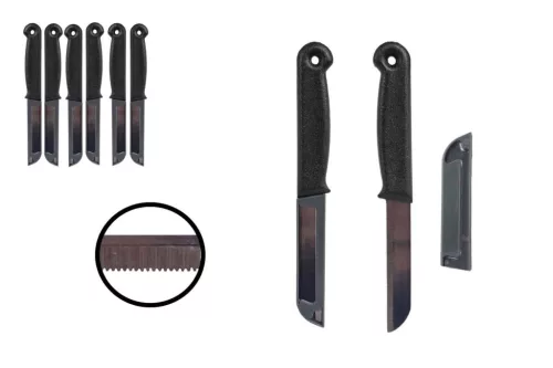 Kés Solingen 9cm Recés Fekete Nyéllel 6 Db Pengevédővel (36/#_432/sor_5184/rkl)