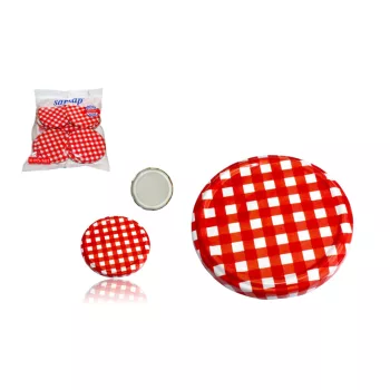   Menetes Tető 82mm 10 Darabos Piros-Fehér Kockás Dekoros (60/#)
