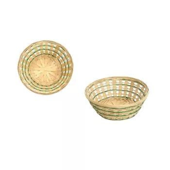 Cos Bambus 3 Randuri Verde 8-458 - D22*H8cm