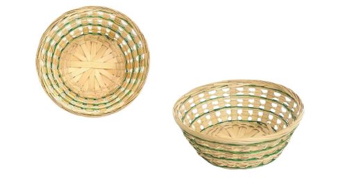 Cos Bambus 3 Randuri Verde 8-458 - D22*H8cm