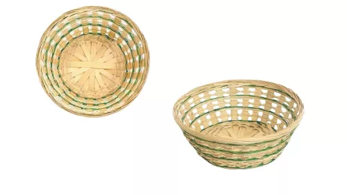Cos Bambus 3 Randuri Verde 8-458 - D22*H8cm