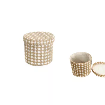Cutie textilă cilindru în carouri 55-LF-112/S - D22*H18cm