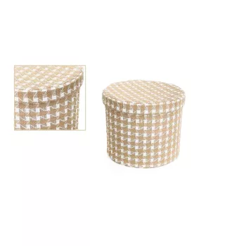 Cutie textilă cilindru în carouri 55-LF-112/M - D26*H21cm