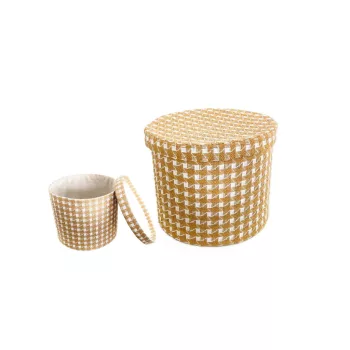 Cutie textilă cilindru în carouri 55-LF-112/L - D30*H24cm