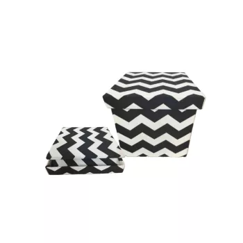 Cutie mobilă textilă, zigzag negru 55-LM-167 - 20*20*H19cm