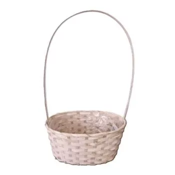   Bambusz Flor. Ovál Antikolt Fehér  66-2-A/FEHÉR - 30*22*H13/49cm (80/#)