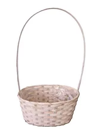 Bambusz Flor. Ovál Antikolt Fehér  66-2-A/FEHÉR - 30*22*H13/49cm (80/#)
