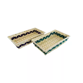Coș din bambus cu dungi verde-violet 208-29 - 20*35*H7cm