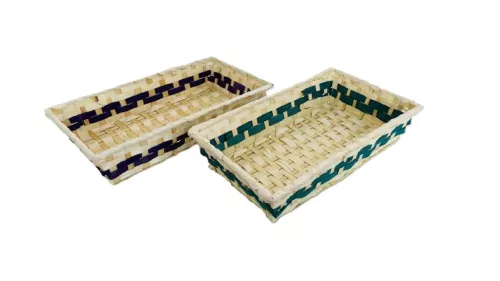 Coș din bambus cu dungi verde-violet 208-29 - 20*35*H7cm