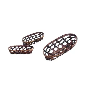 Coș din bambus cu cârlige oval maro 208-40 - 18*8*H4cm