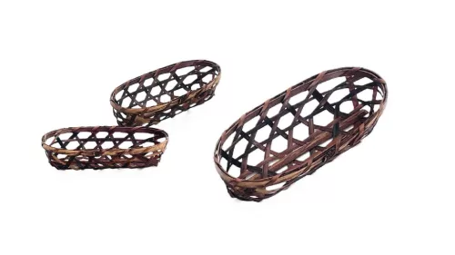 Coș din bambus cu cârlige oval maro 208-40 - 18*8*H4cm