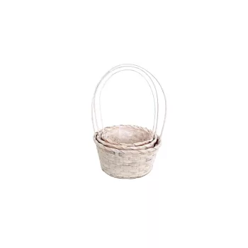   Bambusz Flor. Kerek Fehér S/3 66-44-A/FEHÉR - D21*H10/36cm (30/#)