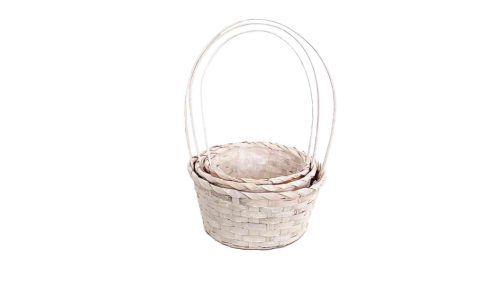 Bambusz Flor. Kerek Fehér S/3 66-44-A/FEHÉR - D21*H10/36cm