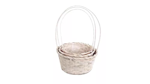 Bambusz Flor. Kerek Fehér S/3 66-44-A/FEHÉR - D21*H10/36cm (30/#)