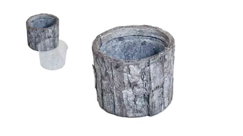 Kaspó Bark Cylinder Gri 66-F24/GREY - D8*H7cm