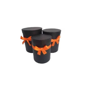   Ajándék-Virág Papírdoboz Szett/3 100-40/FEKETE - D21*H24cm (8/#)