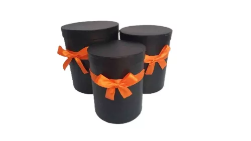 Ajándék-Virág Papírdoboz Szett/3 100-40/FEKETE - D21*H24cm (8/#)