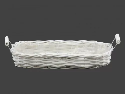 Cos Lemn Oval Alb 90-169 - 39*15*H6cm