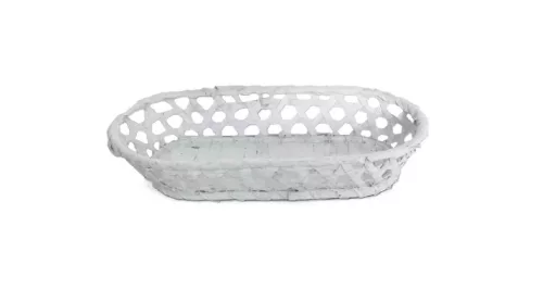 Cos Bambus Oval Alb 208-02/W - 27*15*H5cm