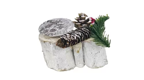 Suport de lumânare ciot de copac 1 + Decor 210-GY-5 - 15*8*H7.5/10cm