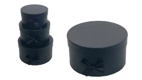 Ajándék-Virág Papírdoboz Szett/3 100-25/FEKETE - D15*H8cm (24/#)