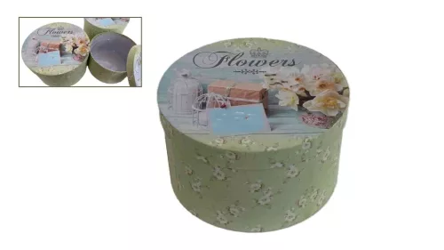 Ajándék-Virág Papírdoboz Szett/3 100-15/KICSI - D15*H8cm (24/#)