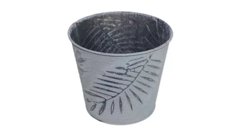 Bádog Kaspó Trópusi Szürke 140-B-100 - D14*H12cm (100/#)