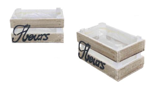 Mini Flower Box with Fleurs Inscription 140-W-500/S - 22*12.5*H10.5/H11.5cm