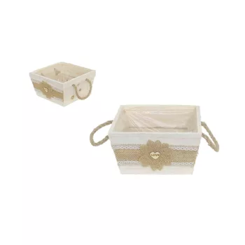   Cub Kaspó din lemn, fundita din dantela 232-W-209/L - 19,5*19,5*H10,5cm