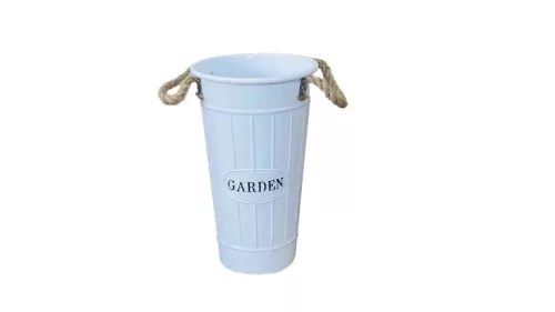 Bádog Kaspó Kötélfülű Magas 232-B-968/FEHÉR - D20*H33cm (32/#)